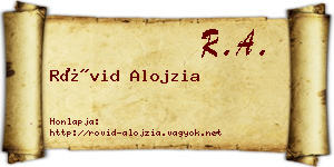 Rövid Alojzia névjegykártya